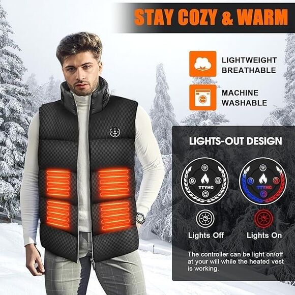 TTYHC Heated Vest for Men Women with 15000mAh Battery, Lightweight Heated  XXL - Picture 6 of 7